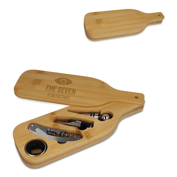 Wijnset in bamboe doos