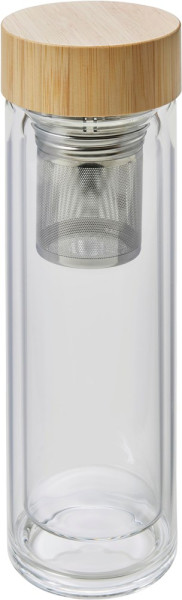 Bamboe en glazen, dubbelwandige thermosfles Vicente