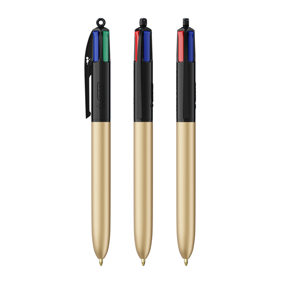 BIC® 4 Colours Glacé with Lanyard - Black - Glacée or