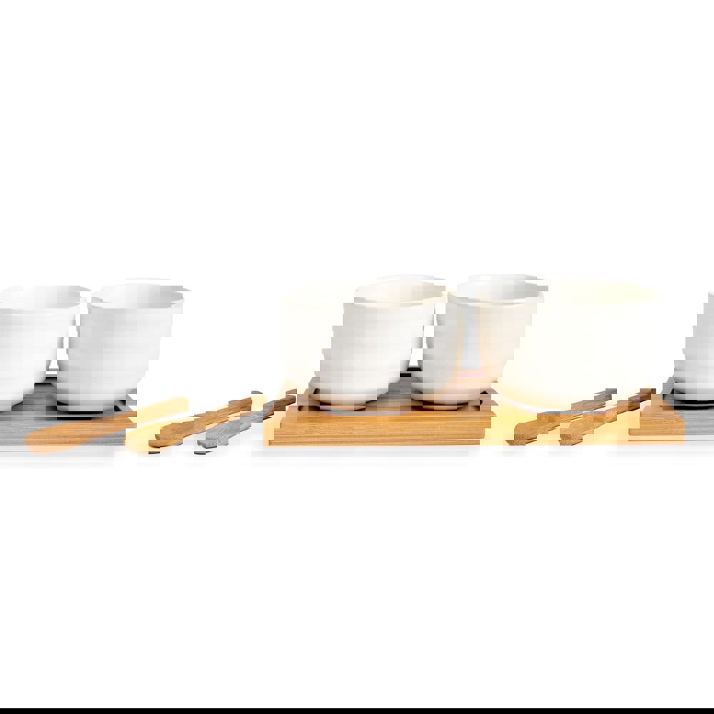 Sagaform Ellen set van 2 kommetjes met bamboe lepeltjes en tray 