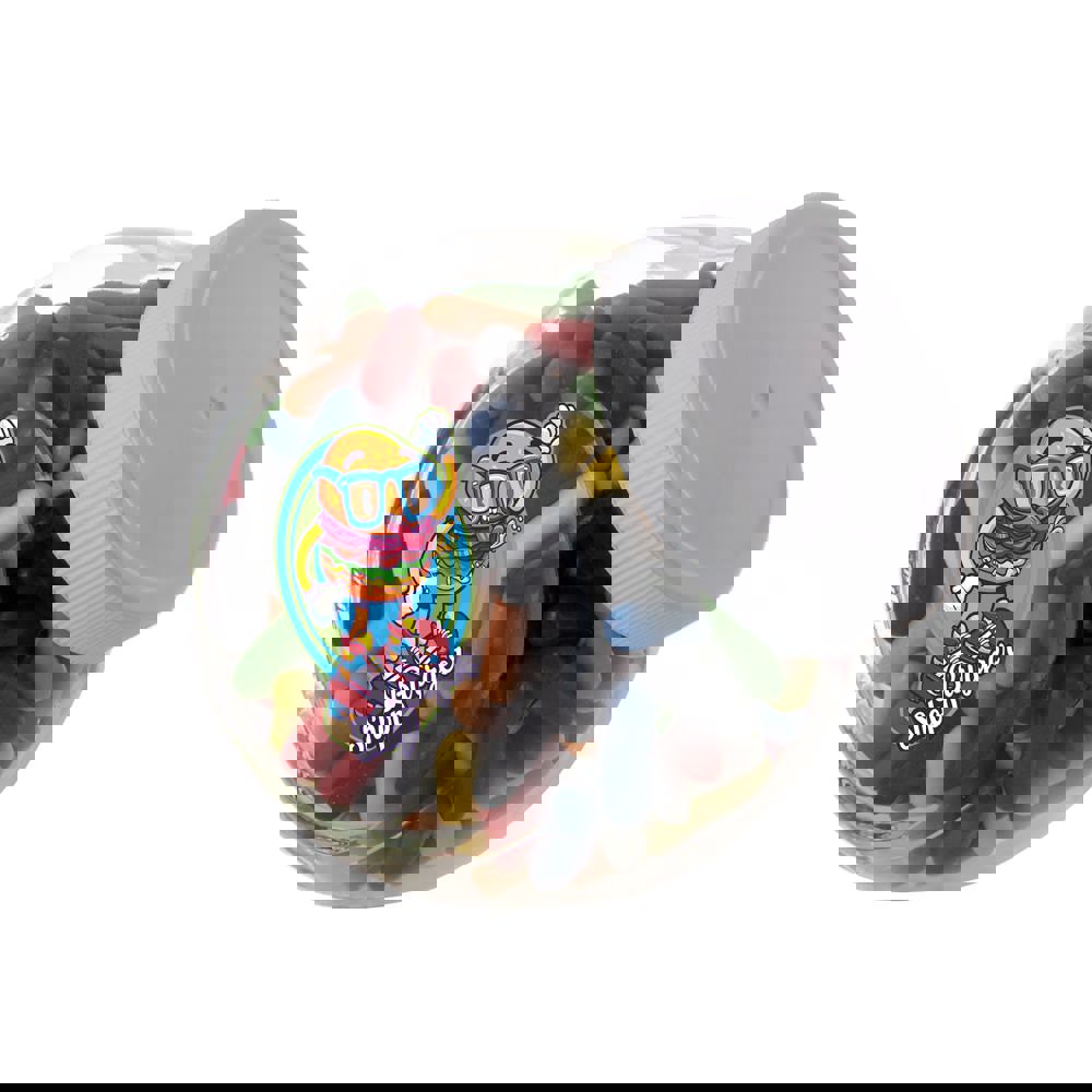 Klein glazen potje 0,4 liter, gevuld met snoep