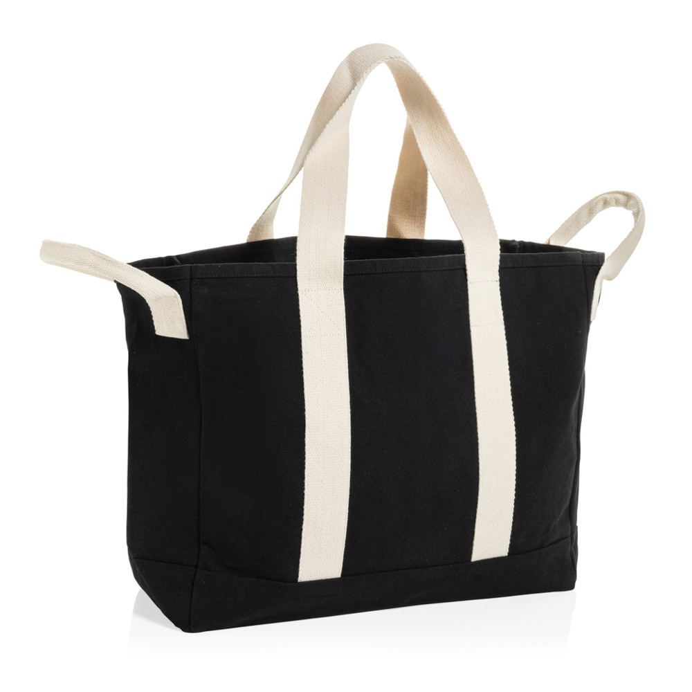 Sac de plage BEAU AWARE™ en toile recyclée 400 g/m², avec po - noir (± PMS Black)