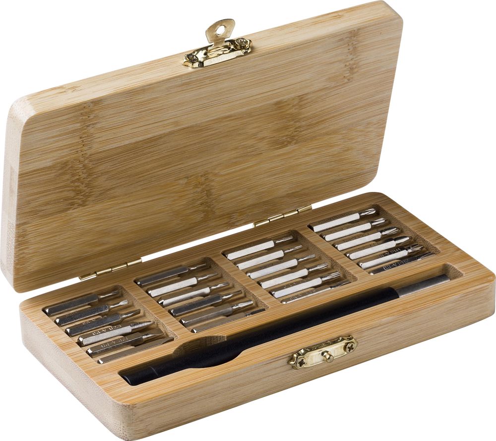 Boîte à outils dans un étui en bambou Willow