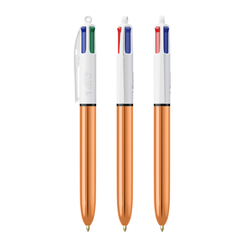 BIC® 4 Couleurs Shine bille - Blanc - or rose