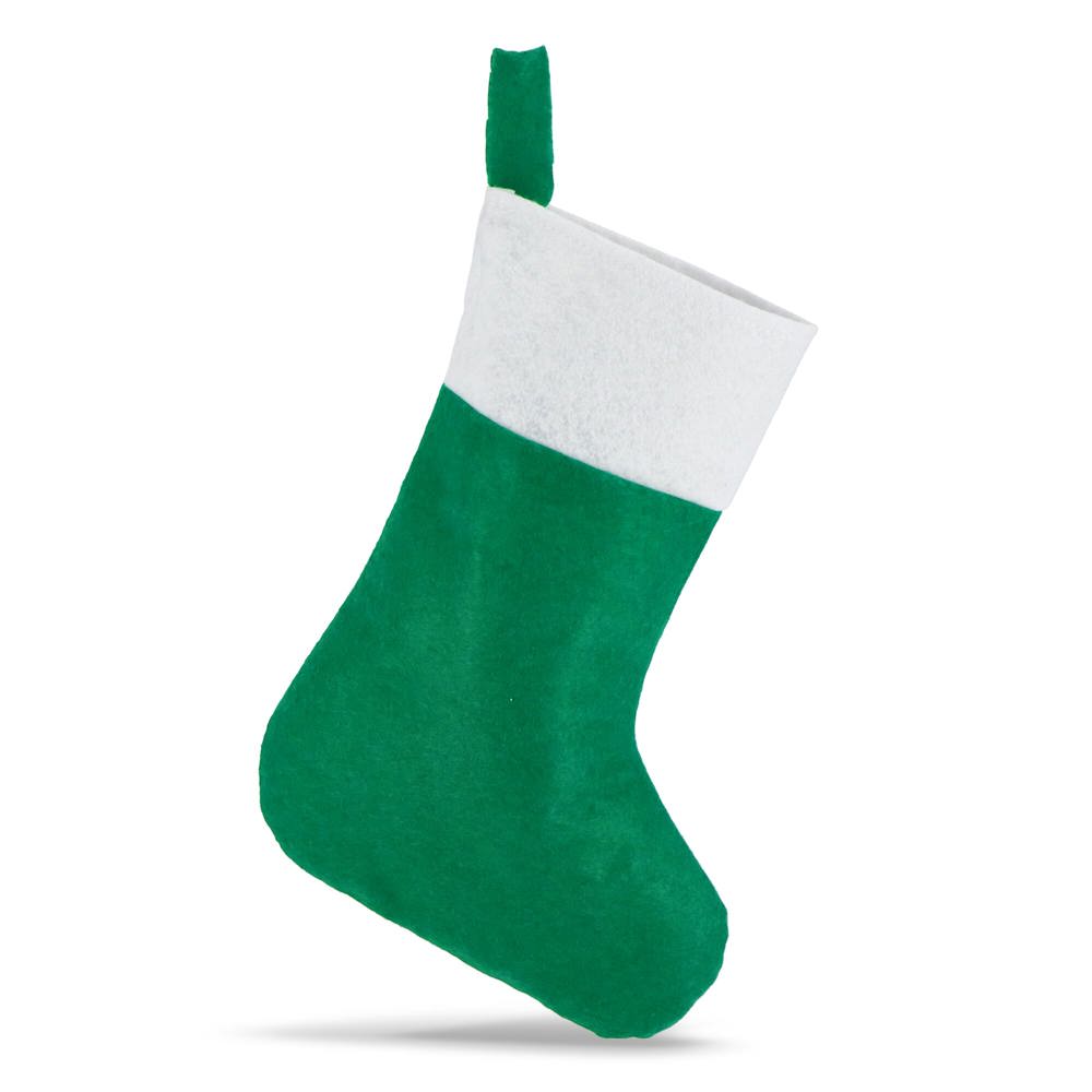 Bas de Noël en feutre 40 cm - Blanc / Vert