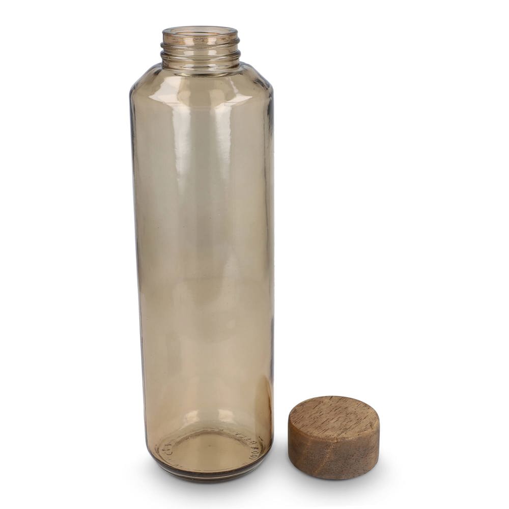 Bouteille d'eau en verre recyclé InSideOut ReuuZ avec bouchon en bois 650 ml