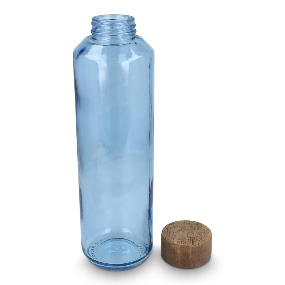 Bouteille d'eau en verre recyclé InSideOut ReuuZ avec bouchon en bois 650 ml