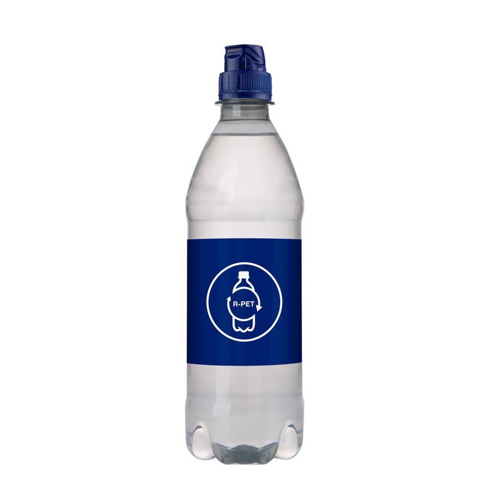 Bronwater 500 ml met sportdop - Transparant/Blauw