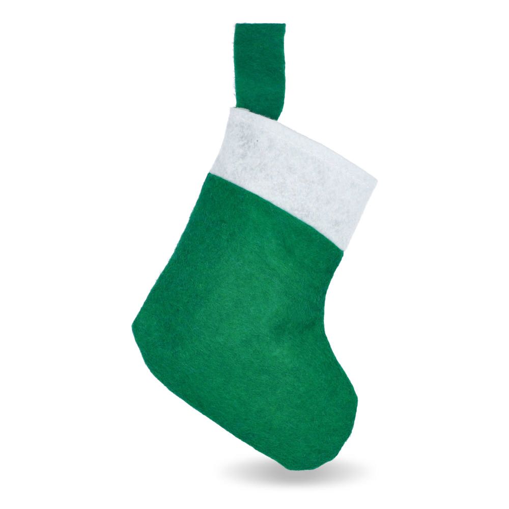 Bas de Noël en feutre 20 cm - Blanc / Vert