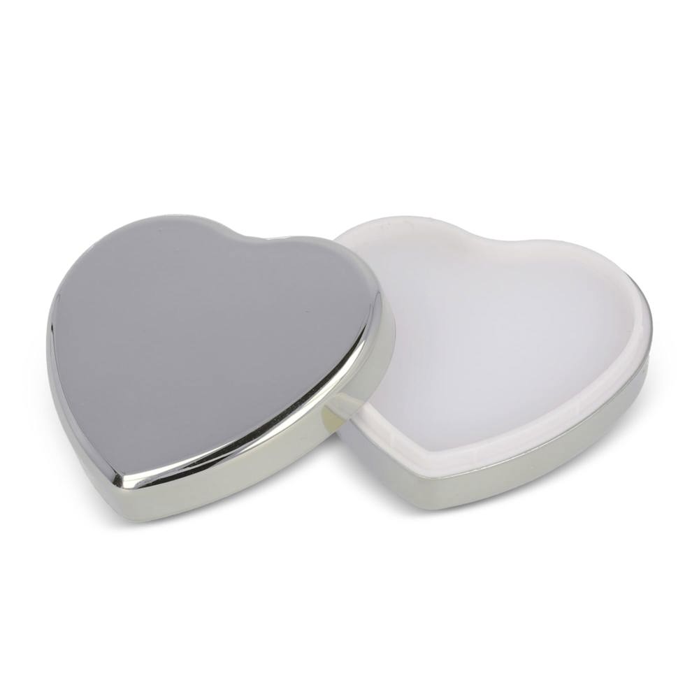 Baume à lèvres plat métallique en forme de cœur - Argent