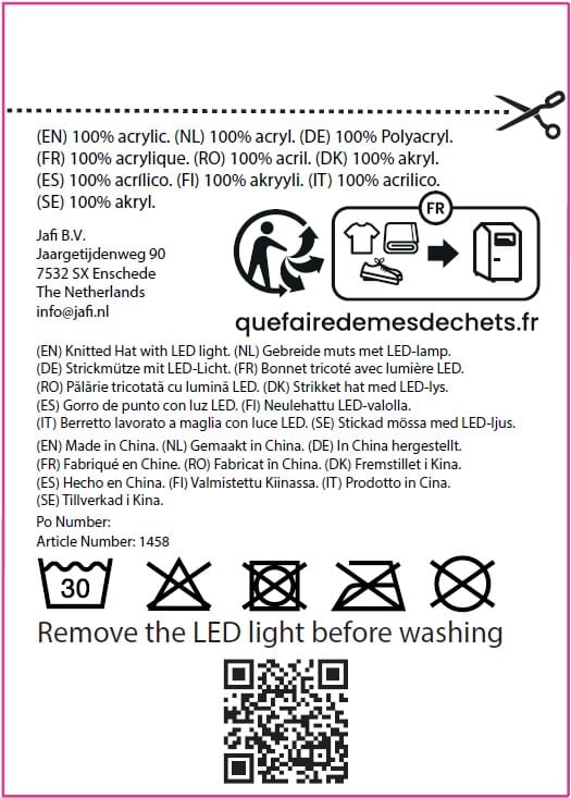 Bonnet d'hiver avec lumière LED