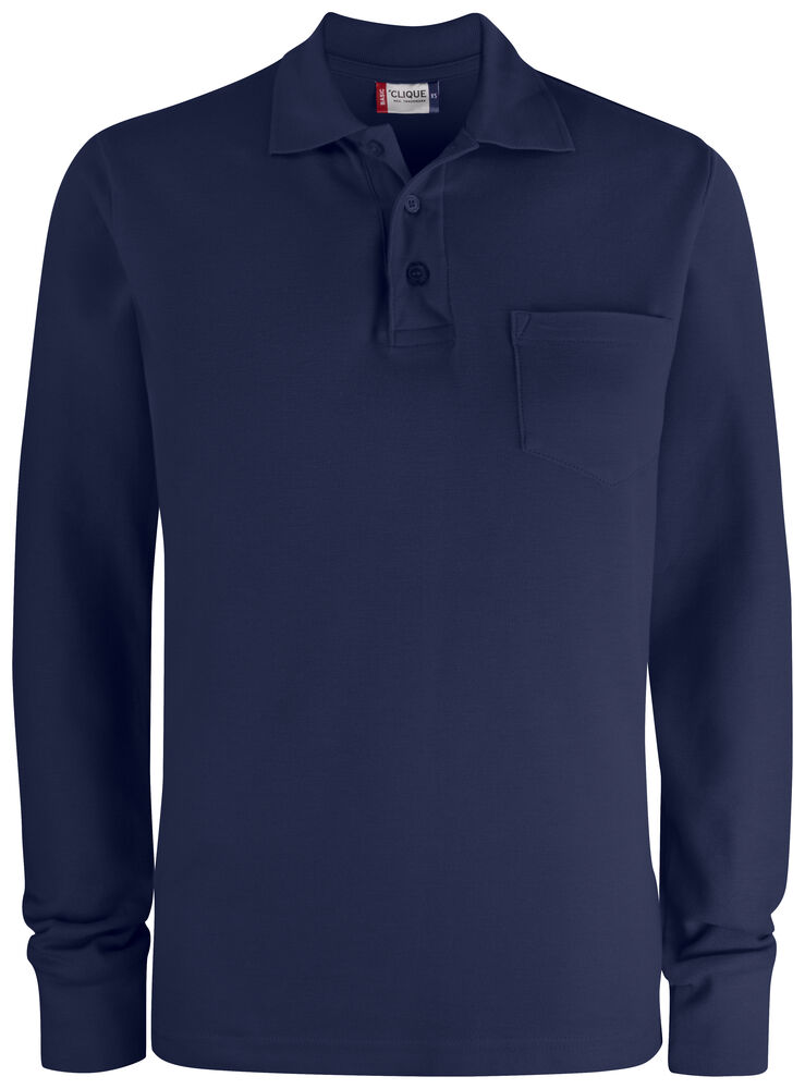 Clique - Basic Polo Pocket L/S - Dark Navy