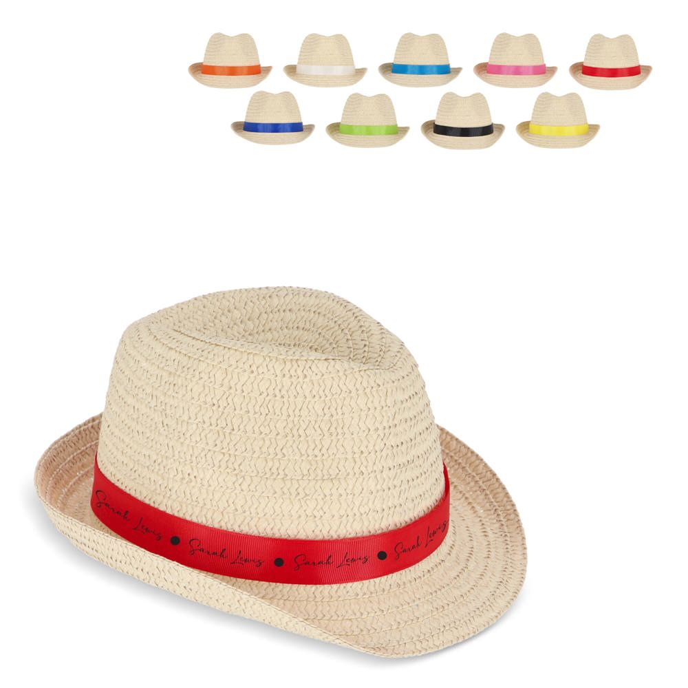 Chapeau de paille végétal avec bande colorée