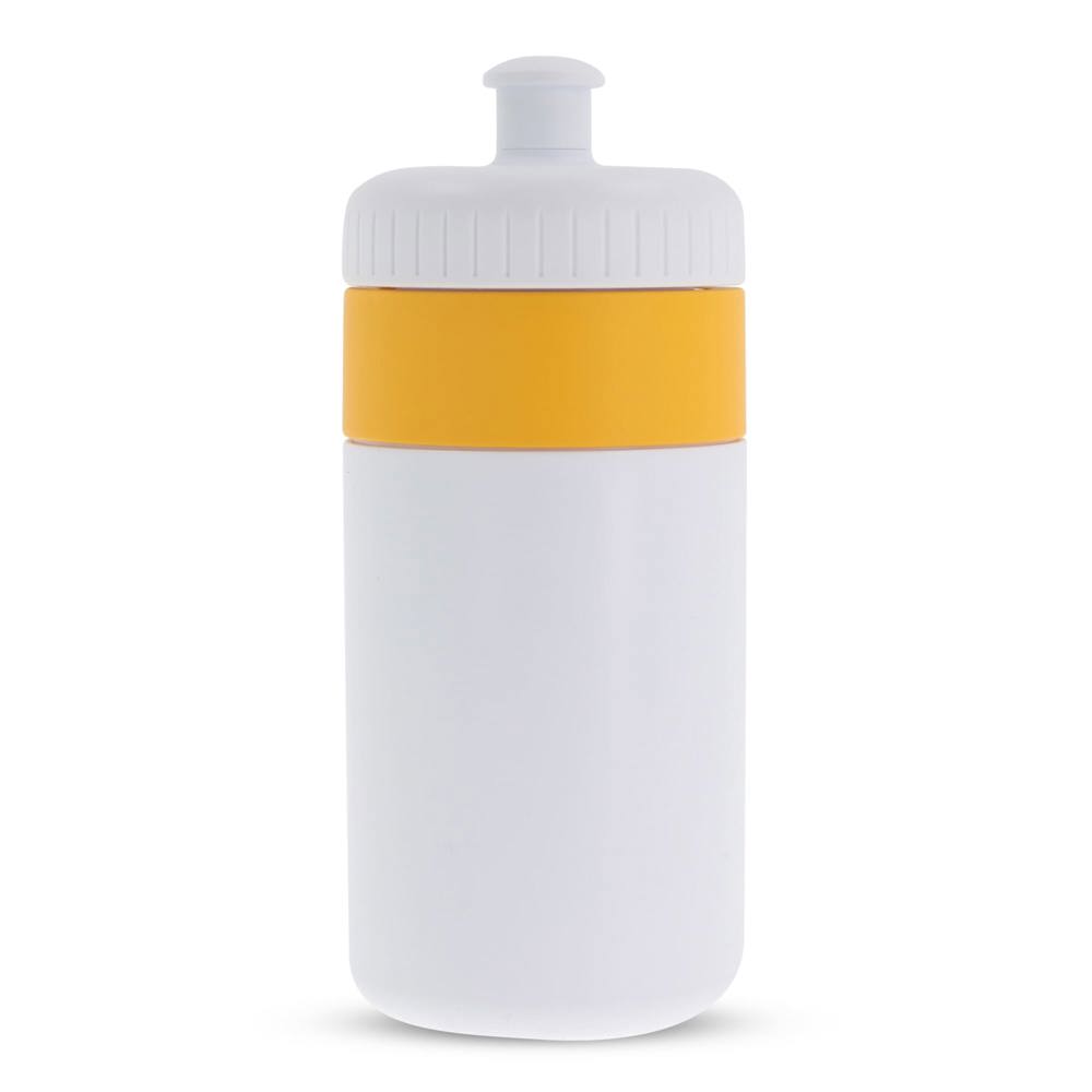 Bidon de sport avec bord 500ml - Blanc / Jaune