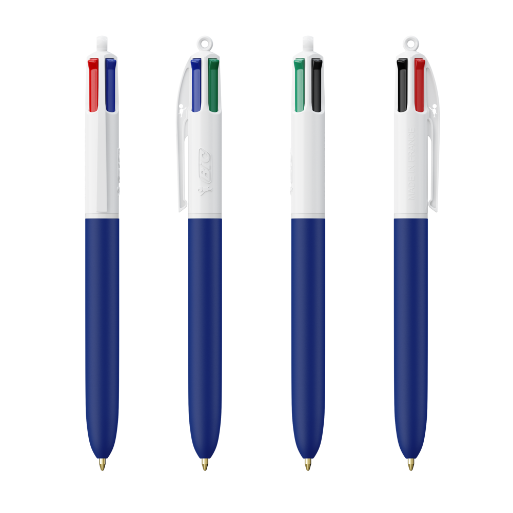 BIC® 4 Couleurs Soft - Blanc - bleu marine doux
