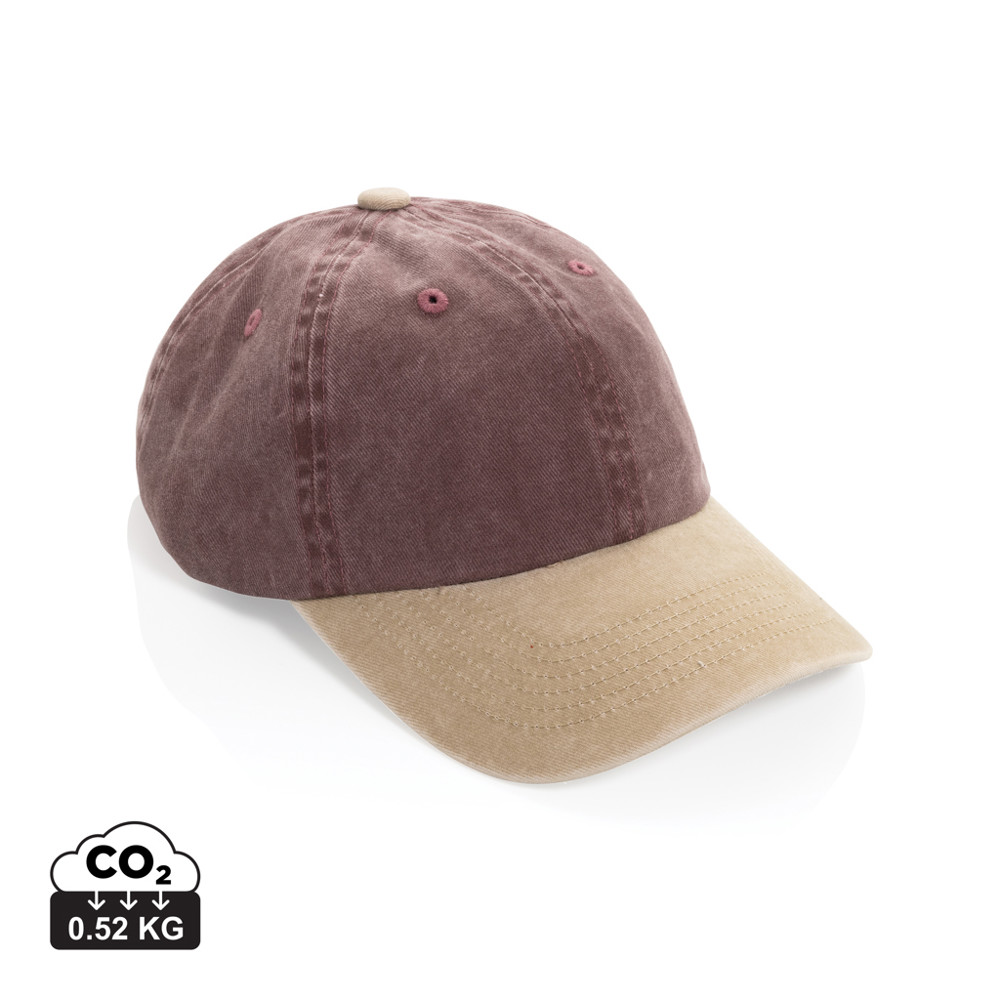 BEAU AWARE™ Washed 6 panel 270gsm cotton twill two tone cap