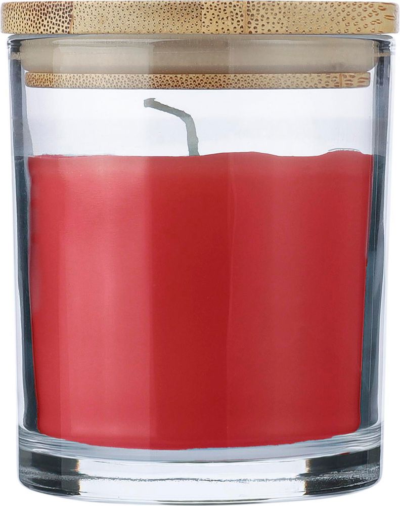Bougie dans un contenant en verre Riven - Rouge