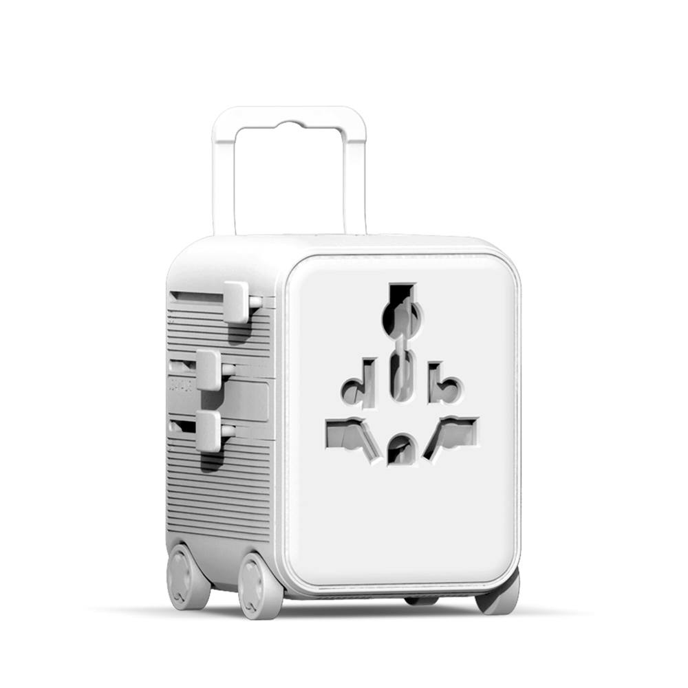 Chariot adaptateur universel GaN Xoopar Luggie pour voyages internationaux - Blanc