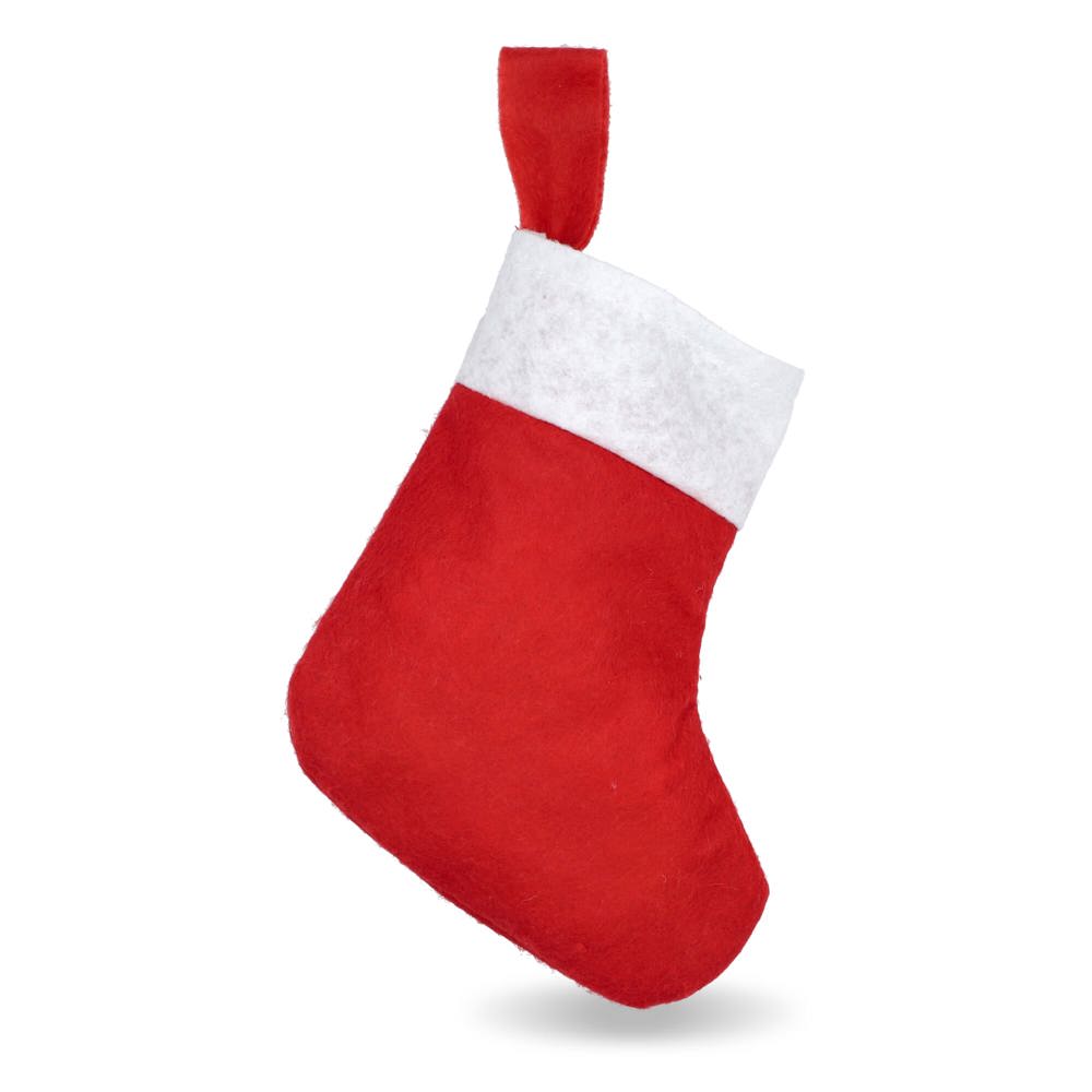 Bas de Noël en feutre 20 cm - Blanc / Rouge