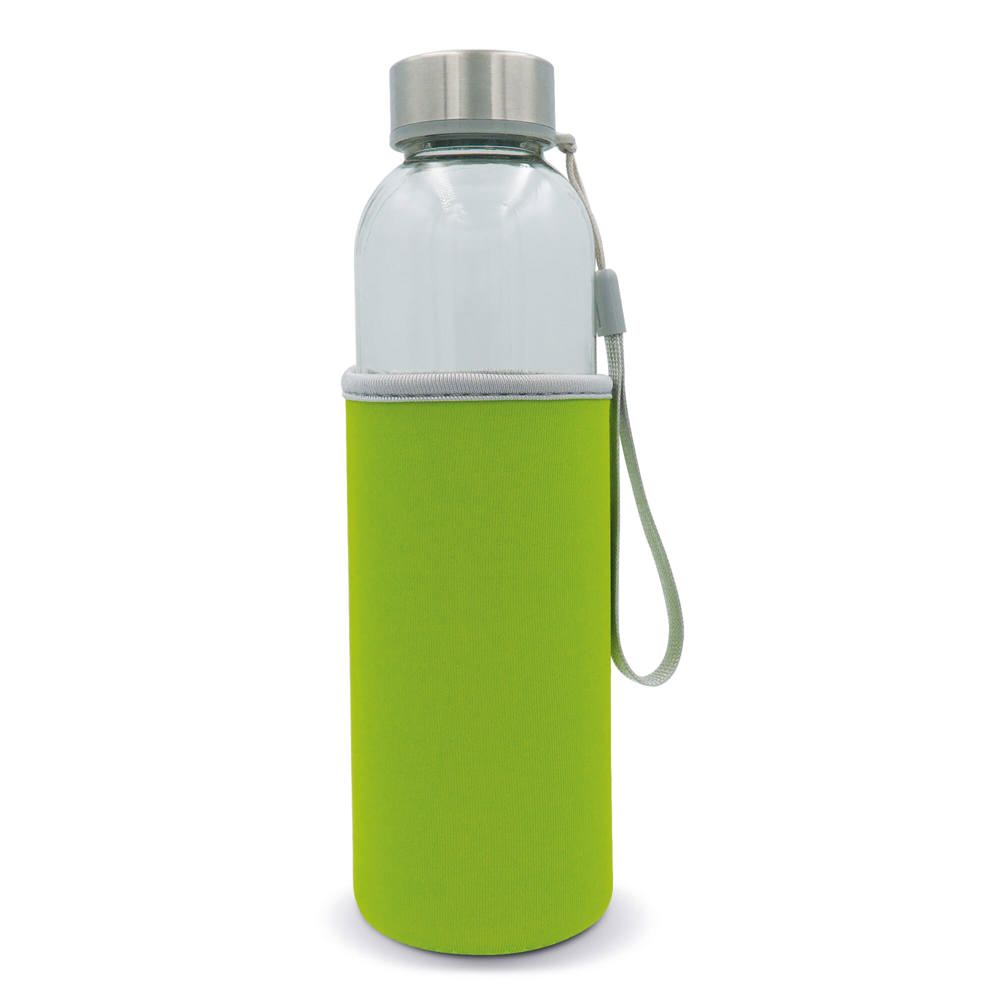 Bouteille d’eau en verre avec fourreau 500ml - Transparent / Vert clair