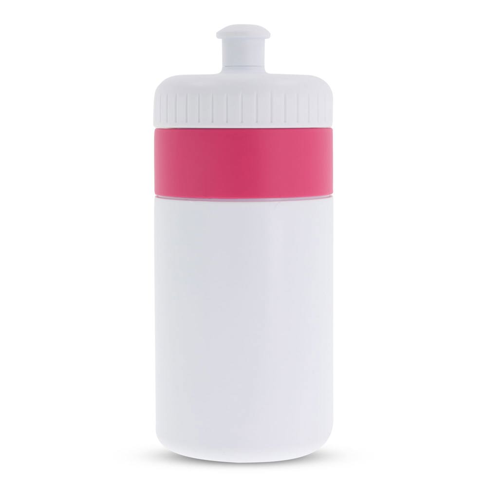 Bidon de sport avec bord 500ml - Blanc / Rose