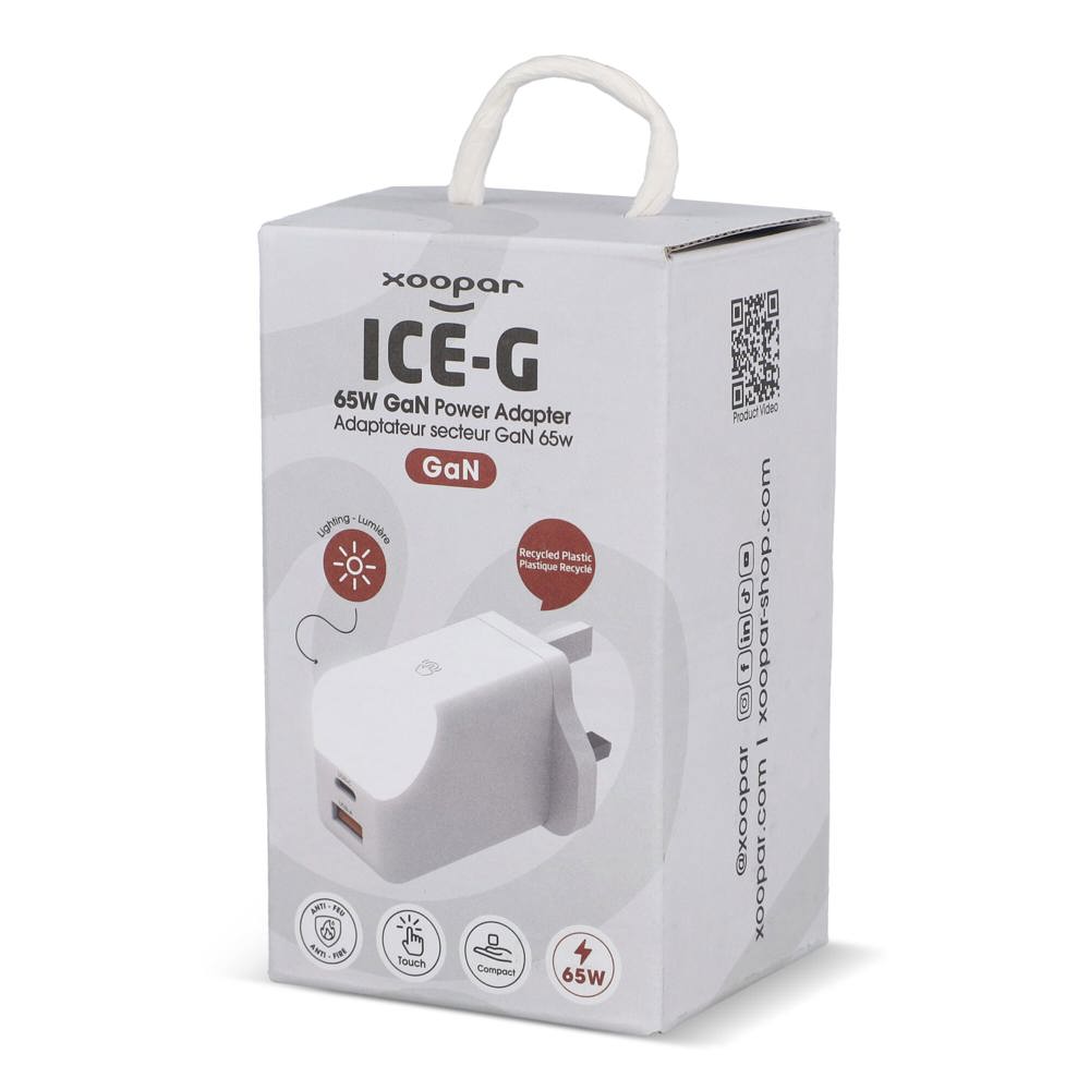 Adaptateur secteur Xoopar ICE-G 65 W GaN avec prise britannique