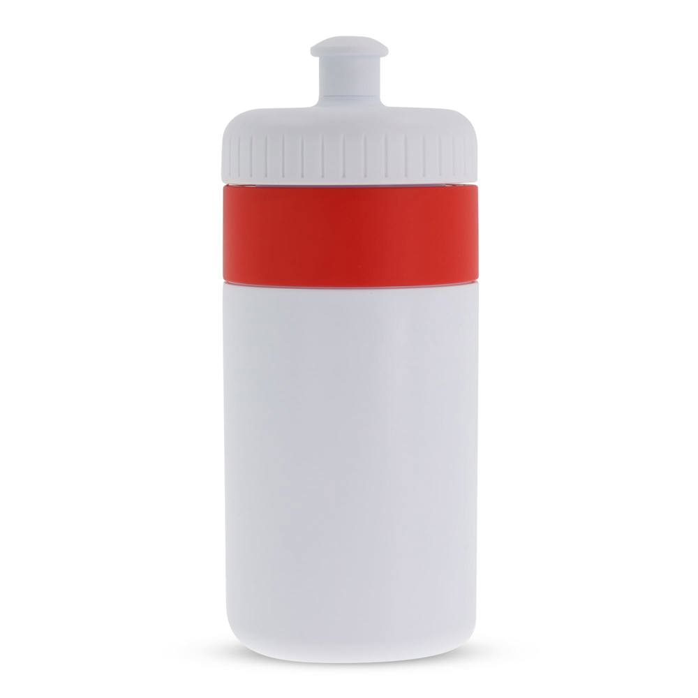 Bidon de sport avec bord 500ml - Blanc / Rouge
