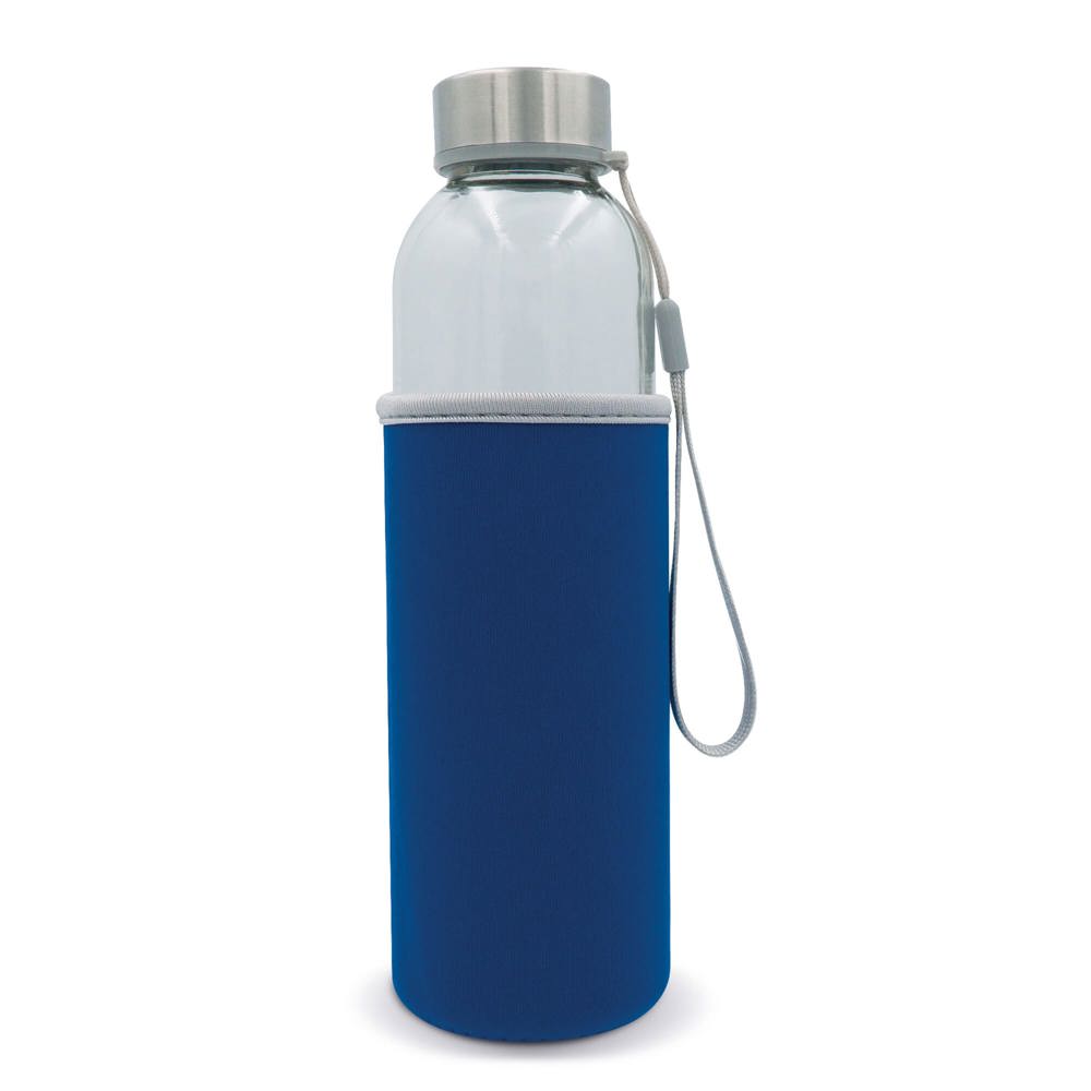 Bouteille d’eau en verre avec fourreau 500ml - Transparent / Bleu clair