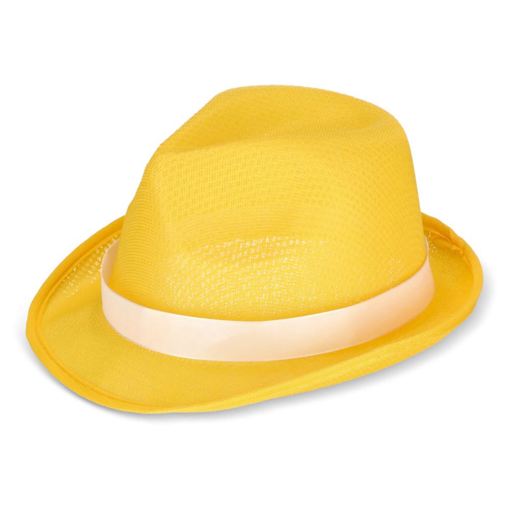 Chapeau en polyester avec bande - Jaune