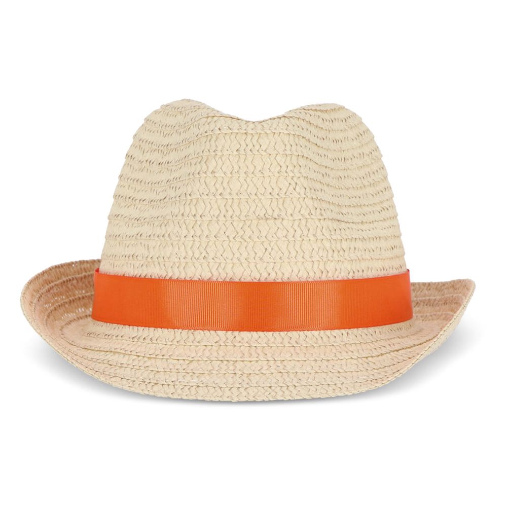 Chapeau de paille végétal avec bande colorée