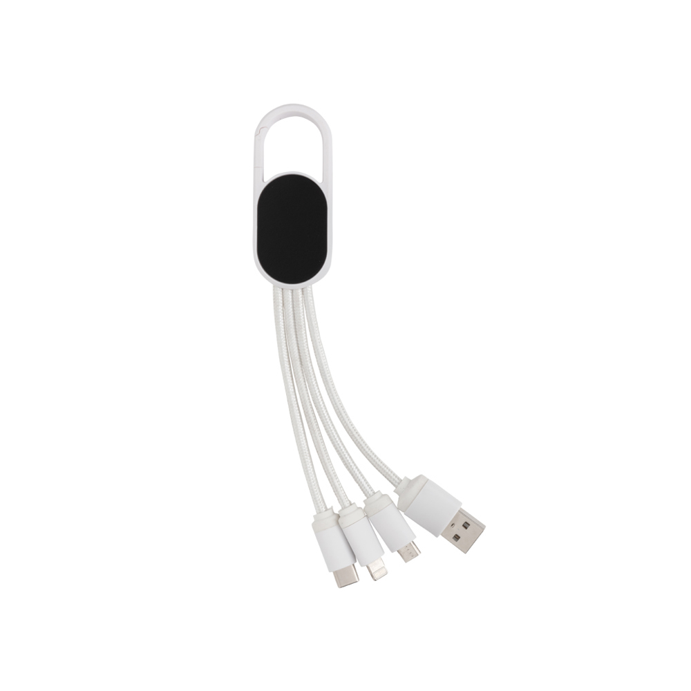 4-in-1 kabel met karabijnhaak - wit (± PMS White)