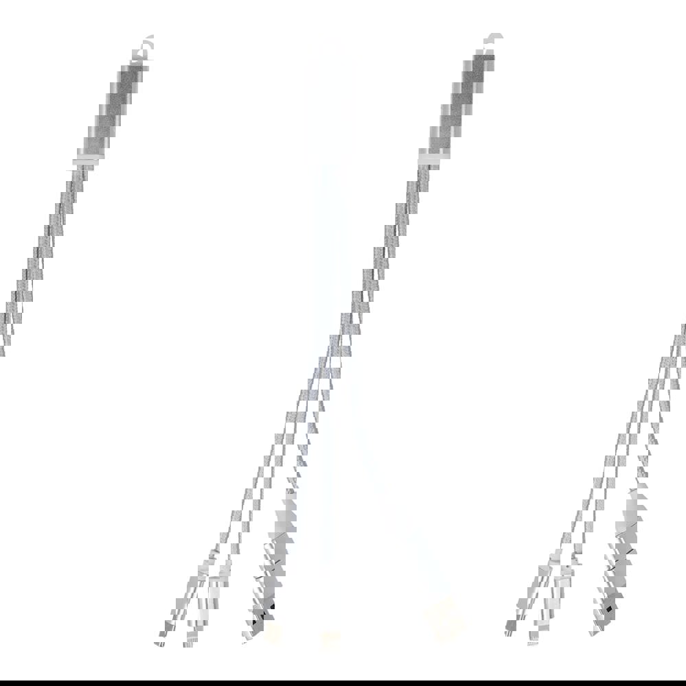 2-in-1 Oplaadkabel USB-A/C naar USB-C &amp; Lightning Aluminium - zilver