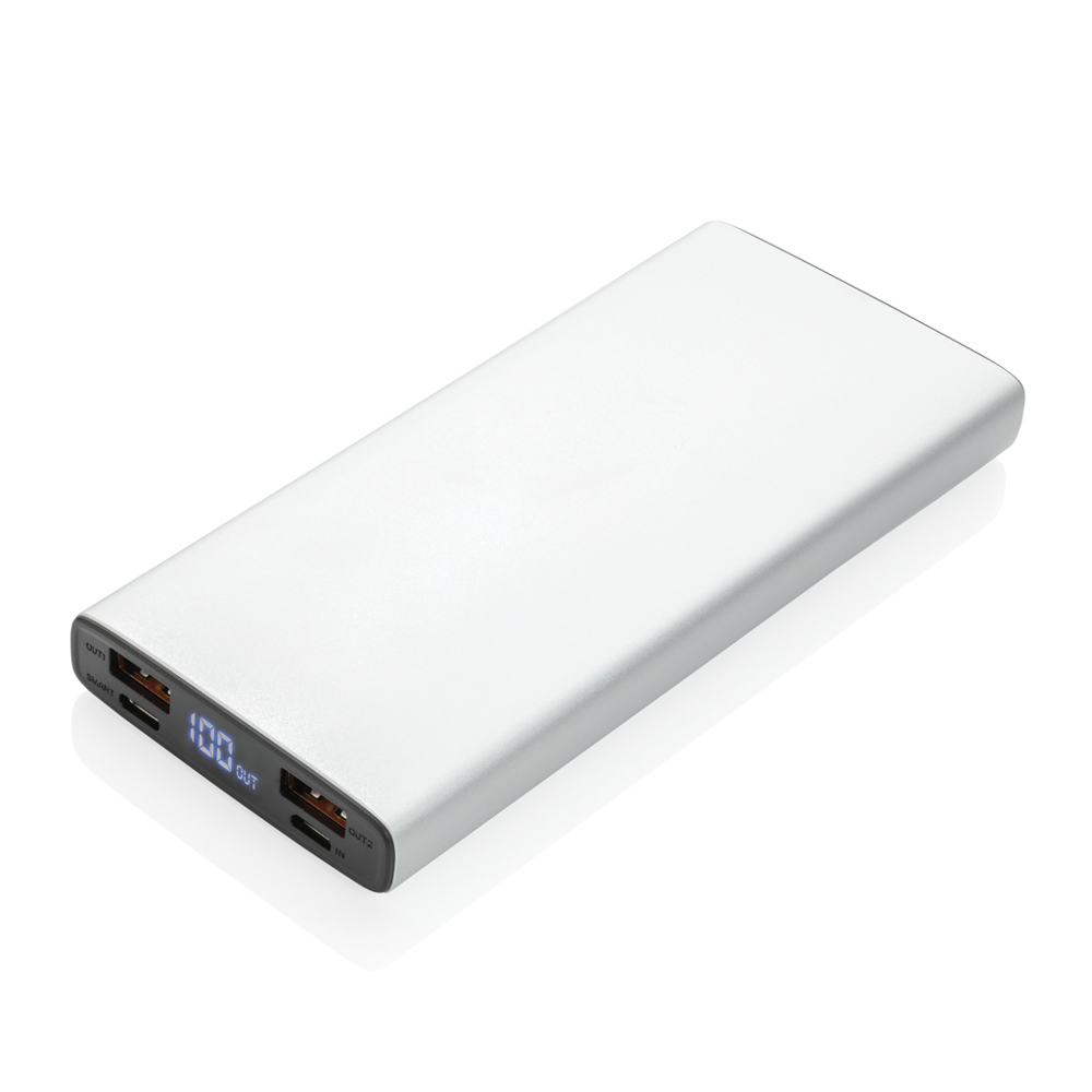 Batterie de secours 10.000 mAh avec PD 18W - argent (± PMS 428)