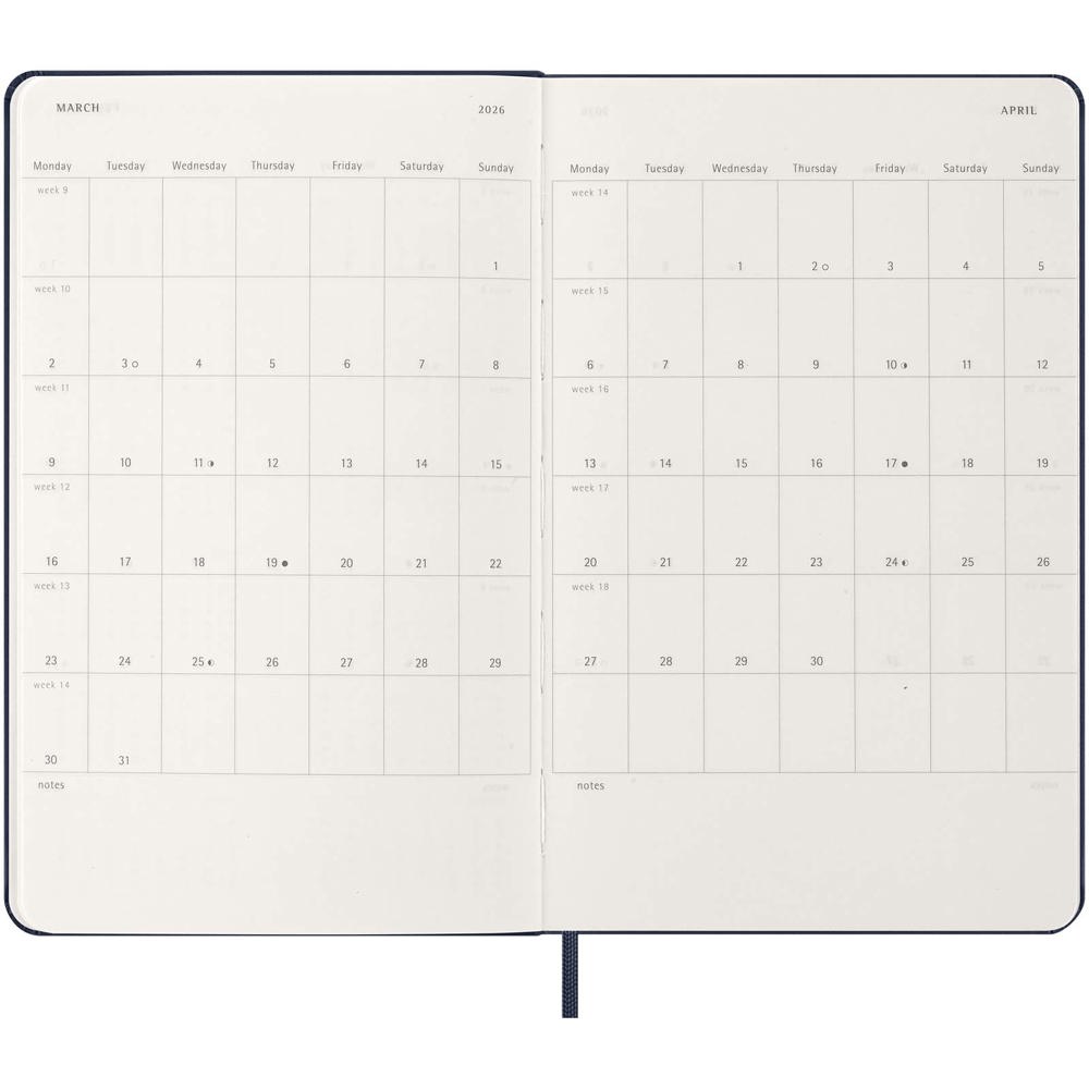 Agenda L hebdomadaire 12 mois Moleskine à couverture rigide
