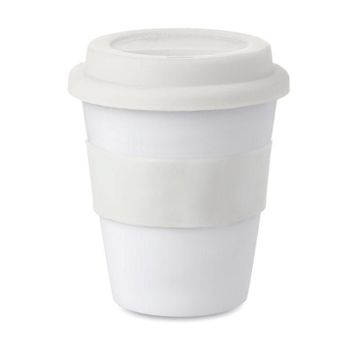 ASTORIA - Gobelet PP, couvercle silicone - Blanc