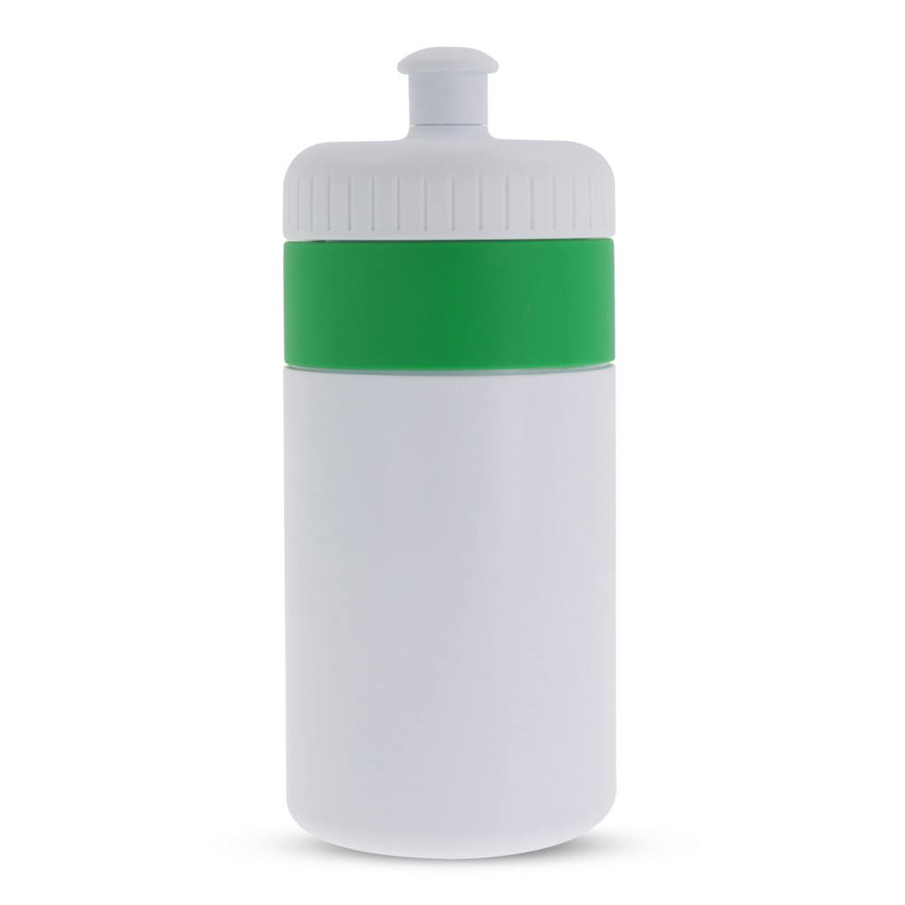 Bidon de sport avec bord 500ml - Blanc / Vert