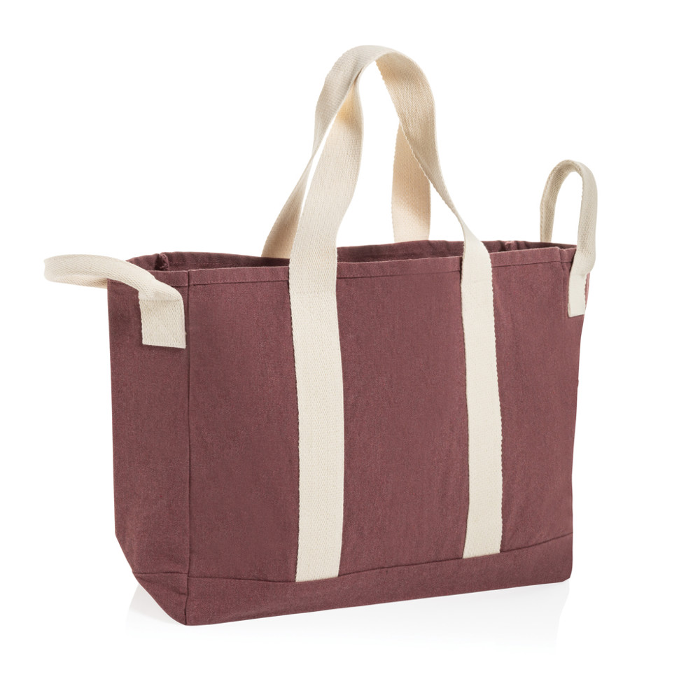 Sac de plage BEAU AWARE™ en toile recyclée 400 g/m², avec po - maroon (± PMS maroon)