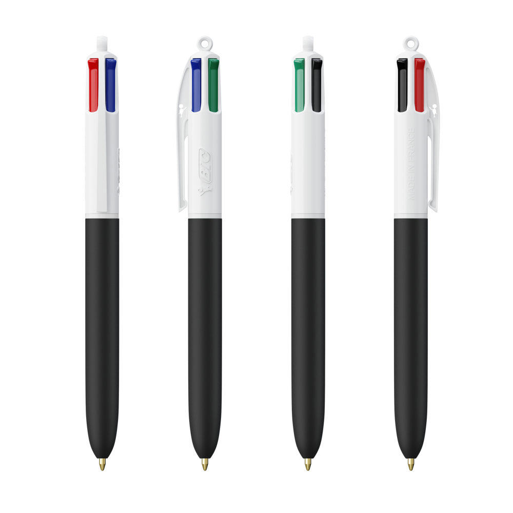 BIC® 4 Couleurs Soft - Blanc - noir doux