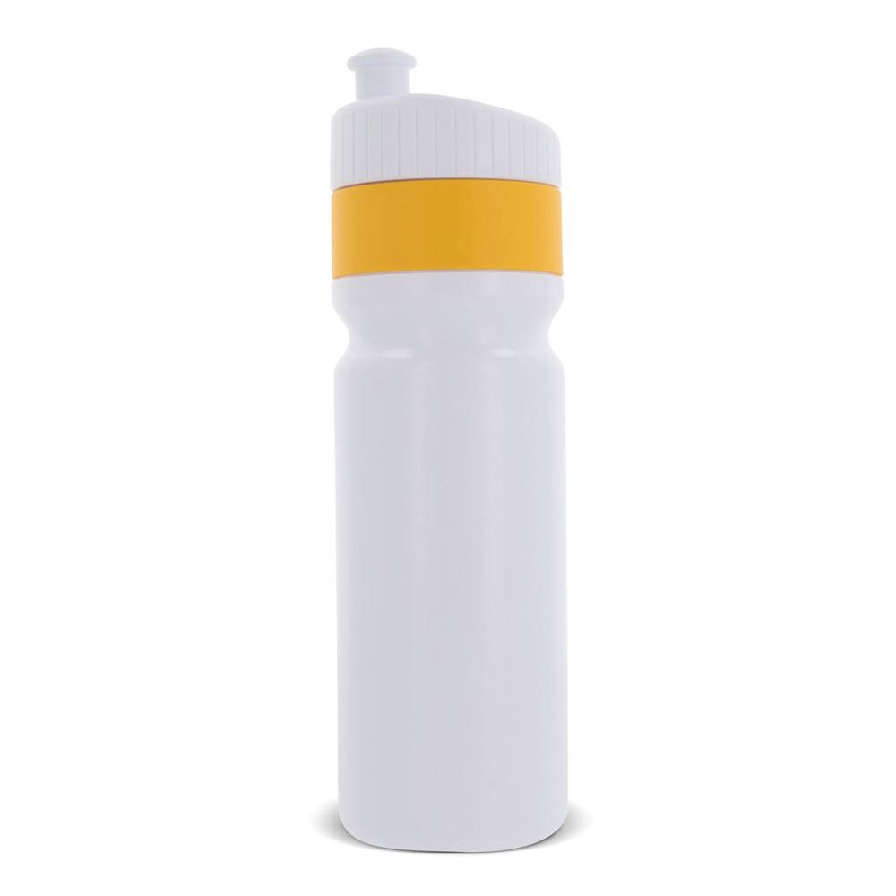 Bidon de sport avec bague 750ml - Blanc / Jaune
