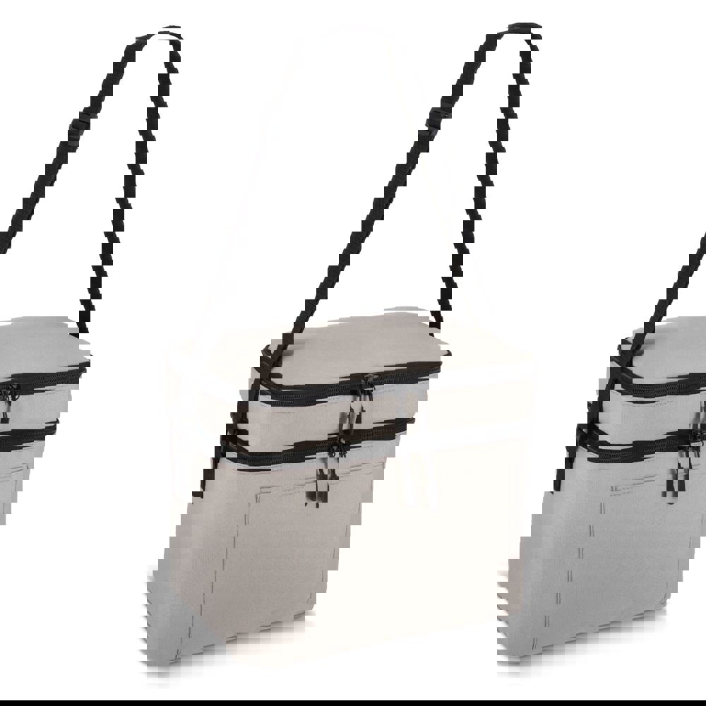 600D gerecycled PET koeltas met twee vakken 30 x 20 x 24 cm 12 L - grijs