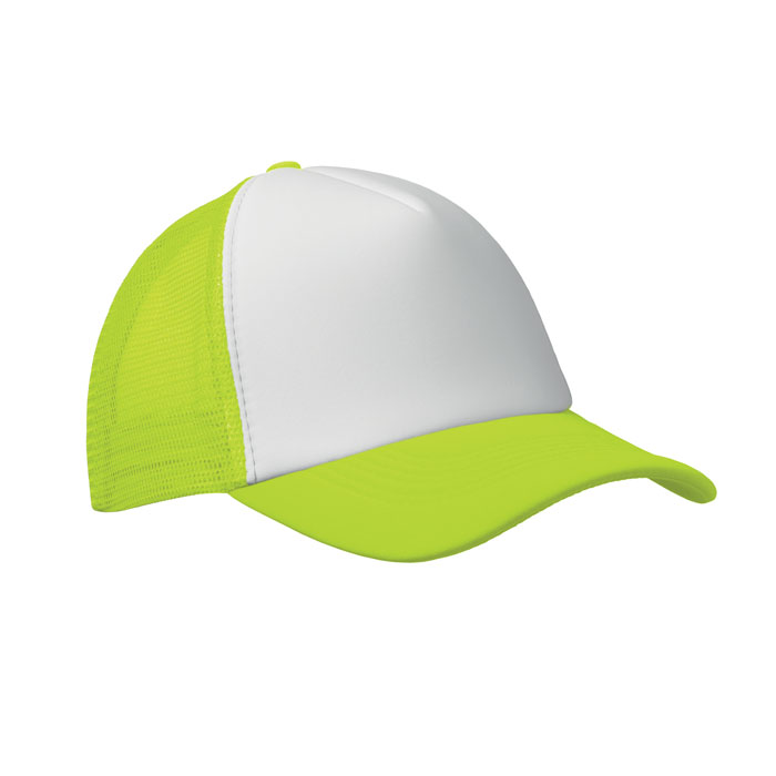 BUBBLE - 5 panelen trucker pet - Wit/Neongeel