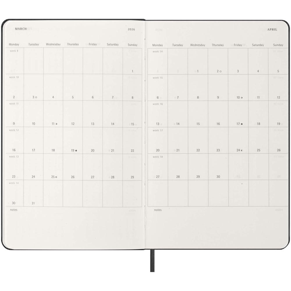 Agenda L hebdomadaire 12 mois Moleskine à couverture rigide