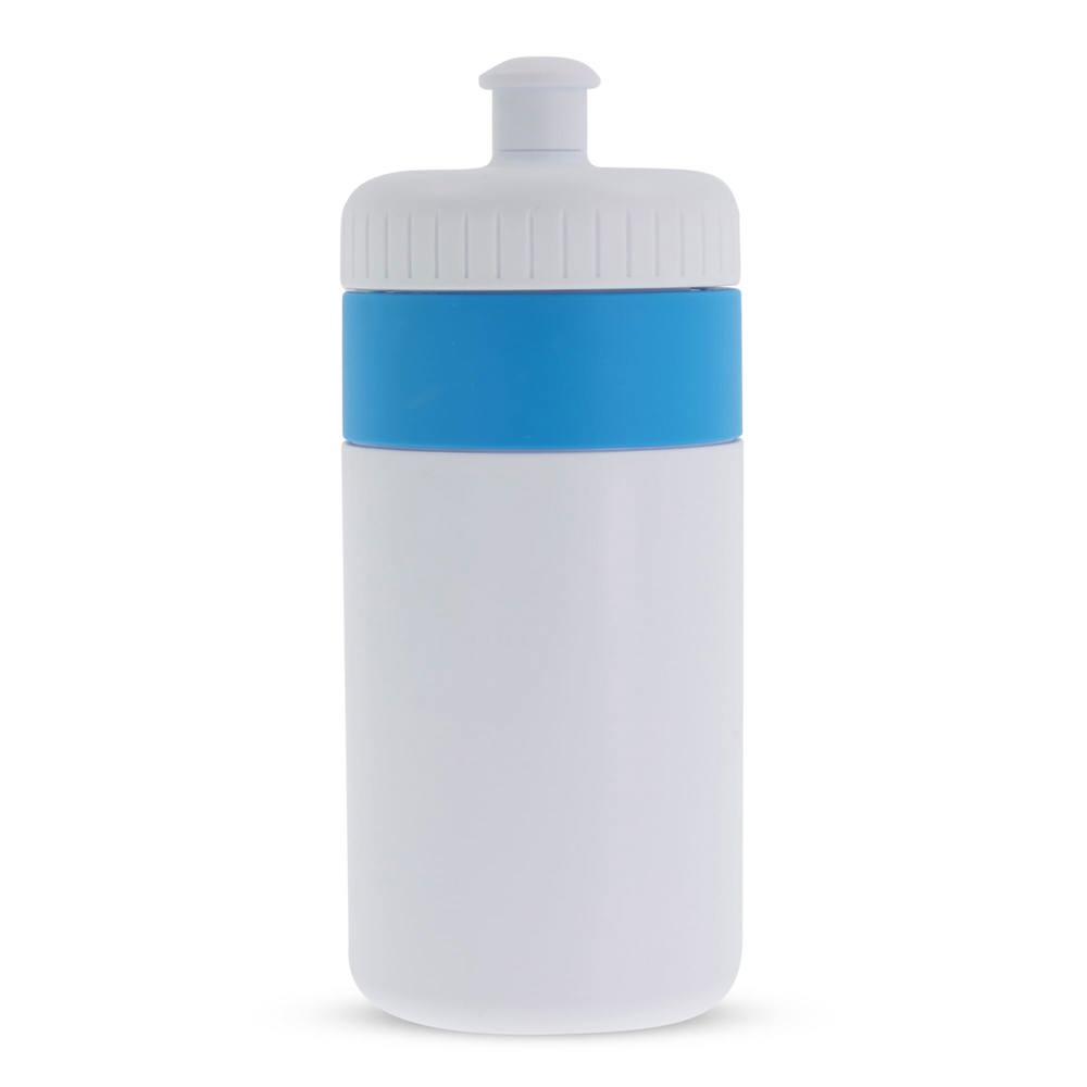 Bidon de sport avec bord 500ml - Blanc / Bleu clair