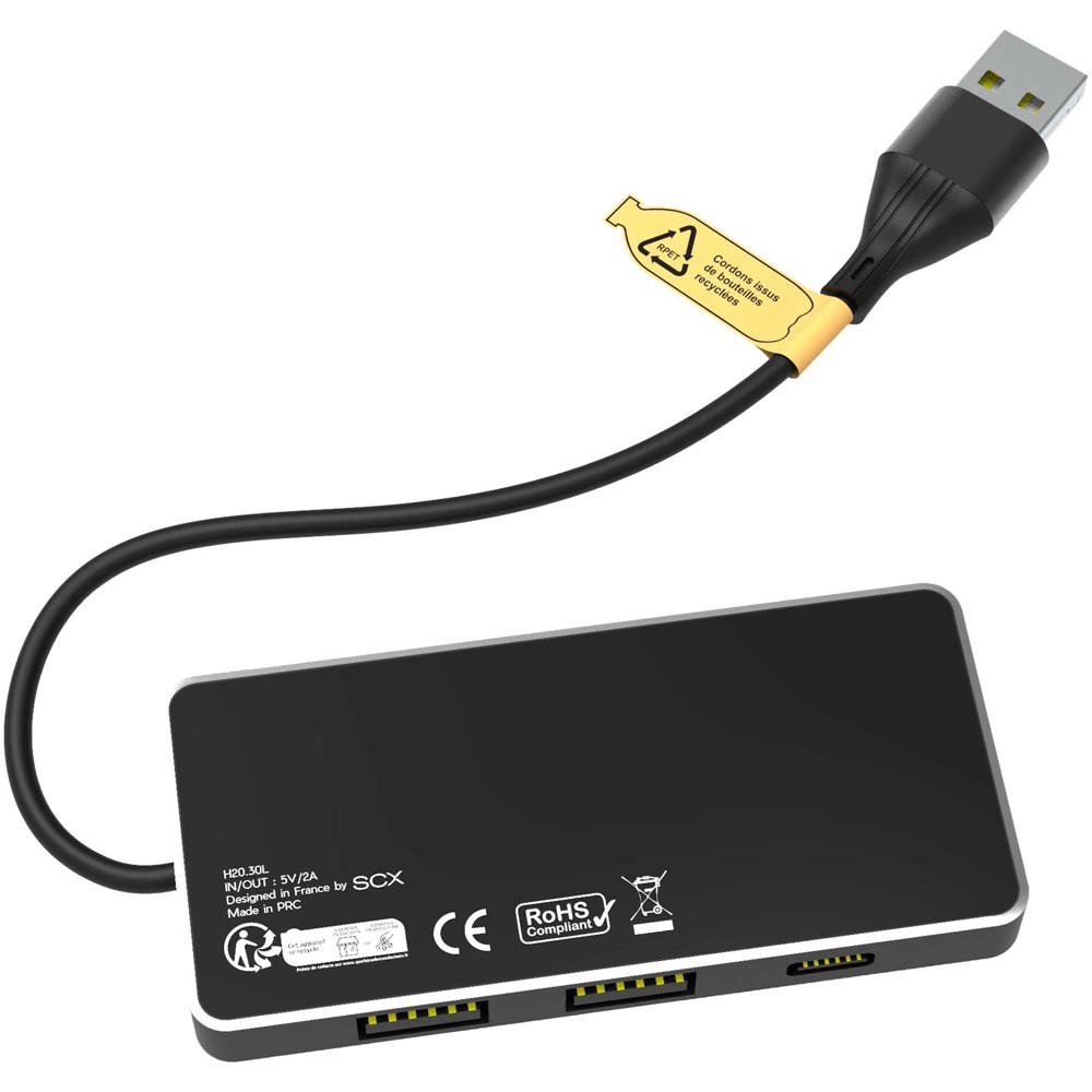 Concentrateur USB 8 en 1 avec double entrée et 6 ports SCX.design H20