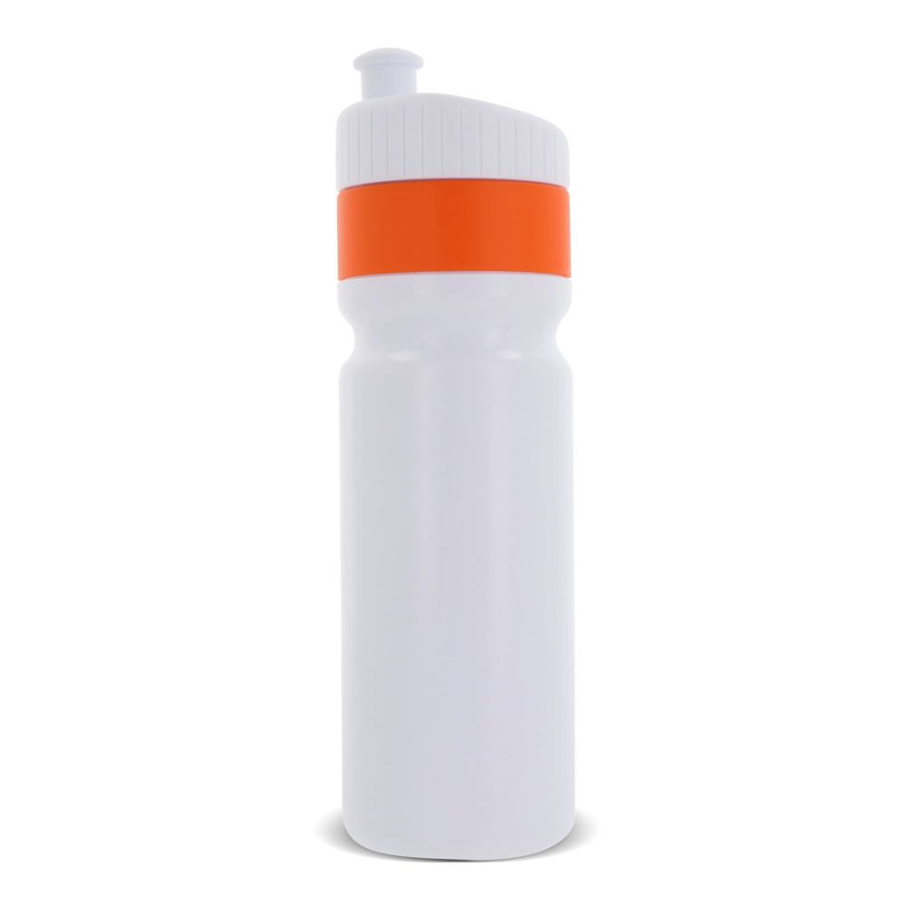 Bidon de sport avec bague 750ml - Blanc / Orange