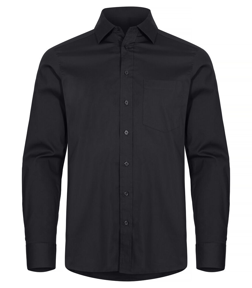 Clique - Stretch Shirt L/S - zwart