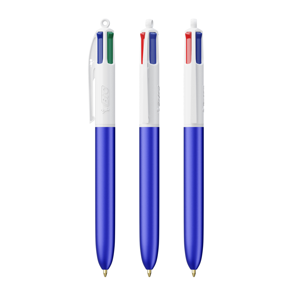 BIC® 4 Colours Glacé with Lanyard - Glacé bleu - blanc