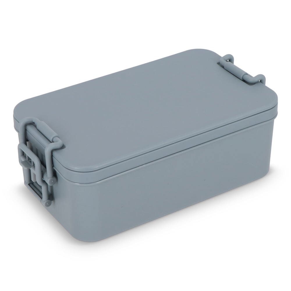 Dubbellaagse Lunchbox met Bestek - grijs