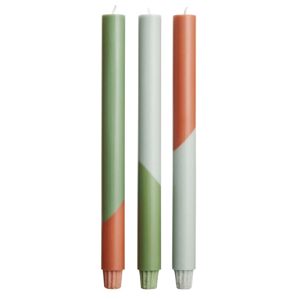 Bougies à rayures diagonales Originalhome Eden par lot de 3