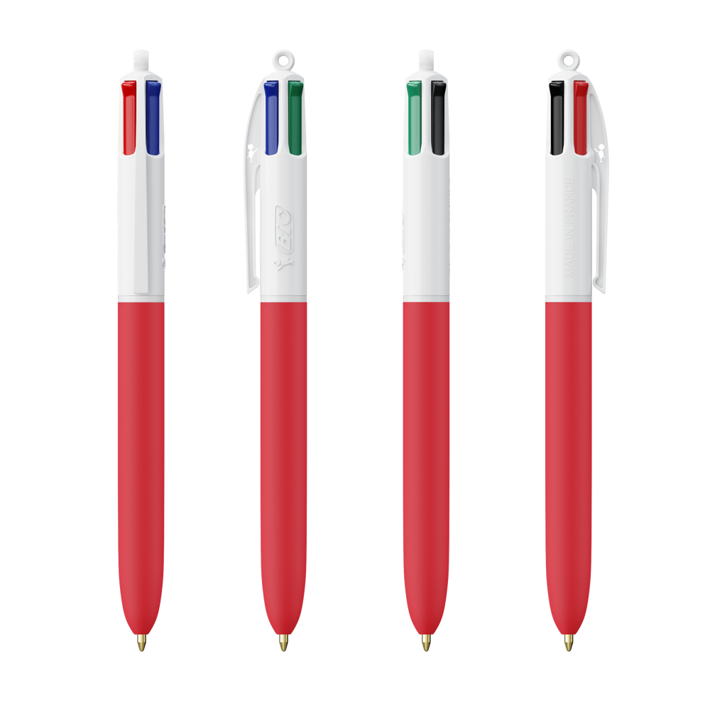 BIC® 4 Couleurs Soft - Blanc - rouge doux